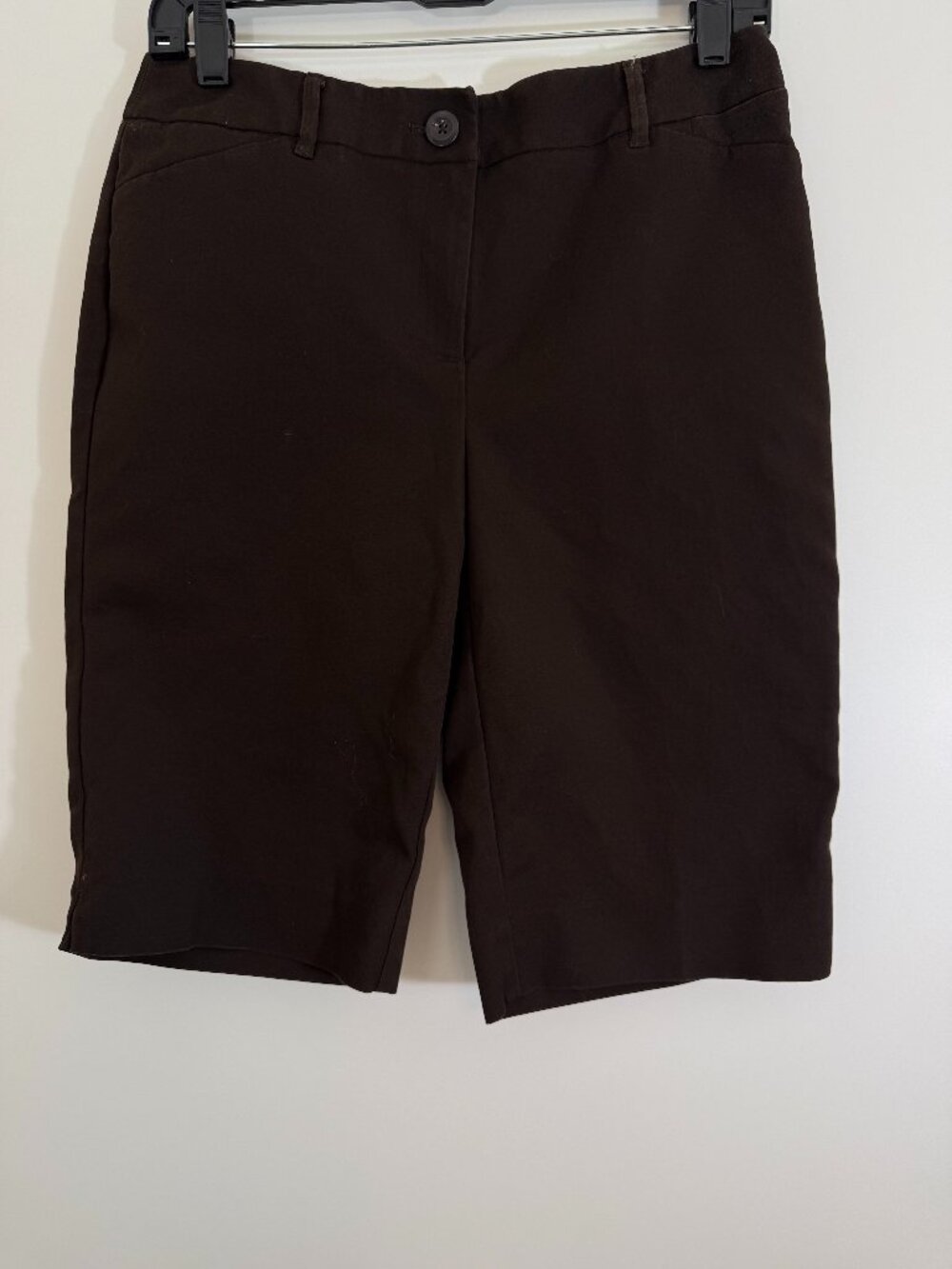Chicos Shorts Womens Size 0.5 Cotton Structured Dark Brown Bermuda
